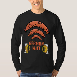 Vereenvoudigde worst en bier in het Duits WiFi T-shirt