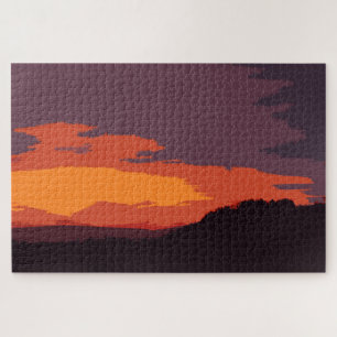 Vereenvoudigde zonsondergang legpuzzel