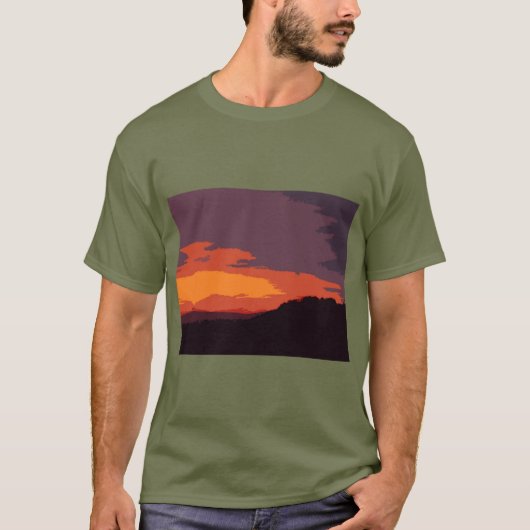 Vereenvoudigde zonsondergang t-shirt (Voorkant)