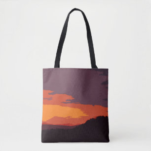 Vereenvoudigde zonsondergang tote bag