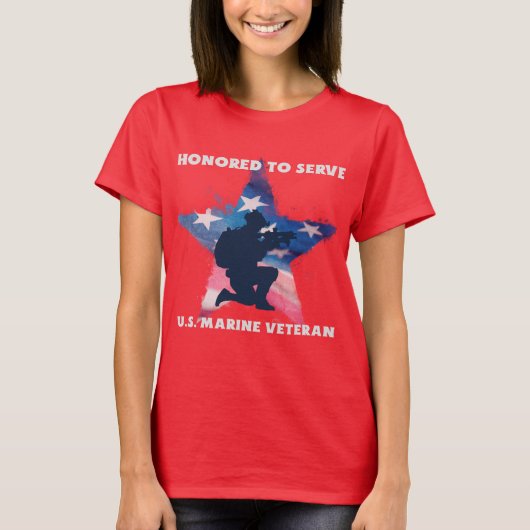 Vereerd om te dienen, US Marine Veteran T-shirt (Voorkant)