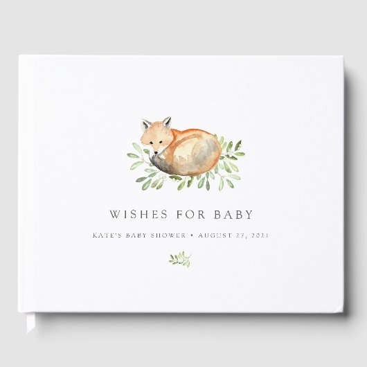 Vereist Baby | Baby shower Woodland Fox Gastenboek (Voorkant)
