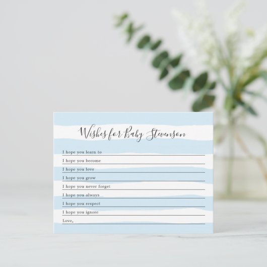 Vereist Baby, blauwe streep baby shower Briefkaart (Staand voorkant)