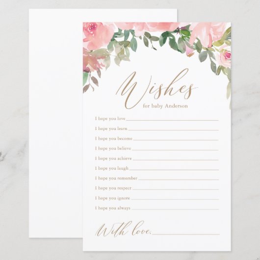 Vereist Baby Blush Pink Floral Baby shower (Voorkant / Achterkant)