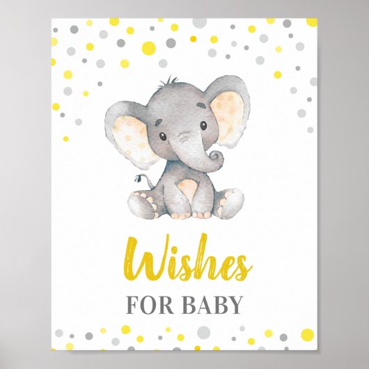 Vereist Baby Gele Stippen Elephant Baby shower Poster (Voorkant)