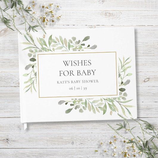 Vereist Baby Greenery Gold Shower Gastenboek