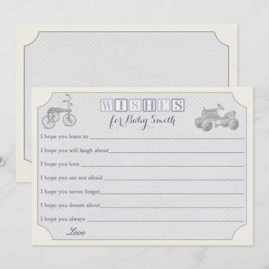 Vereist Baby Kaart, jongen baby shower Advieskaart (Voorkant / Achterkant)