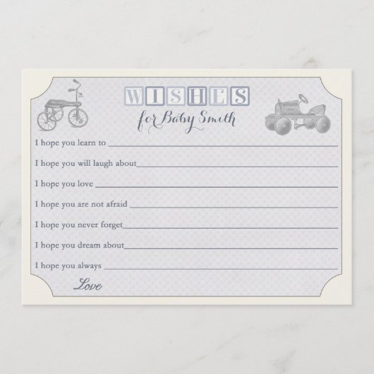 Vereist Baby Kaart, jongen baby shower Advieskaart (Voorkant)