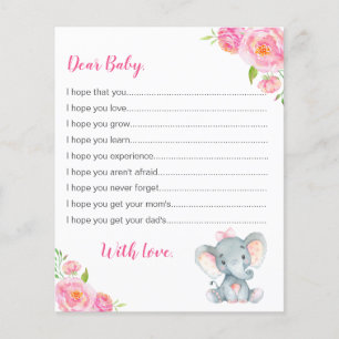 Vereist Baby Kaarten Roze meisje Elephant Shower