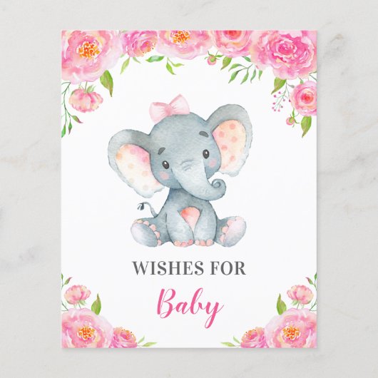 Vereist Baby Kaarten Roze meisje Elephant Shower (Achterkant)