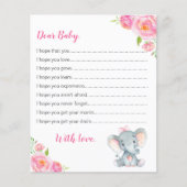 Vereist Baby Kaarten Roze meisje Elephant Shower (Voorkant)