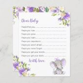 Vereist Baby Paars Girl Elephant Shower (Voorkant / Achterkant)