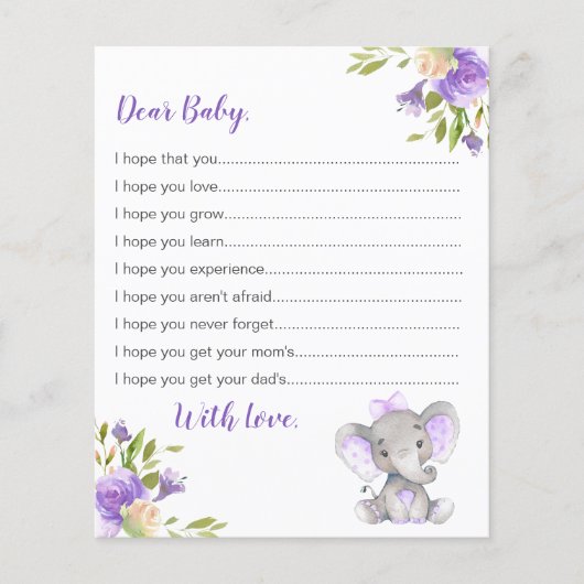 Vereist Baby Paars Girl Elephant Shower (Voorkant)
