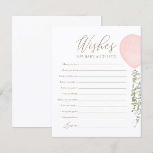 Vereist Baby roze ballongom Baby shower (Voorkant / Achterkant)