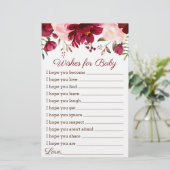 Vereist Baby shower Game Burgundy Pink Floral (Staand voorkant)