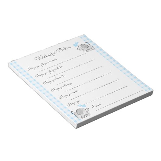 Vereist Baby shower Game Elephants Notitieblok (Schuin)