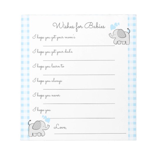 Vereist Baby shower Game Elephants Notitieblok (Voorkant)