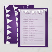 Vereist Baby shower Love Bunting Paars Advieskaart (Voorkant / Achterkant)