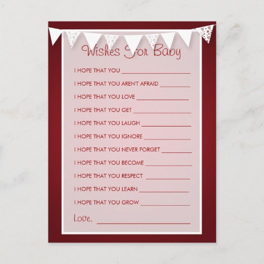 Vereist Baby shower Love Bunting Red Advieskaart (Voorkant)