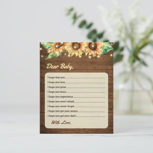 Vereist Baby Sunflower Herfst Shower Advice Kaart (Staand voorkant)