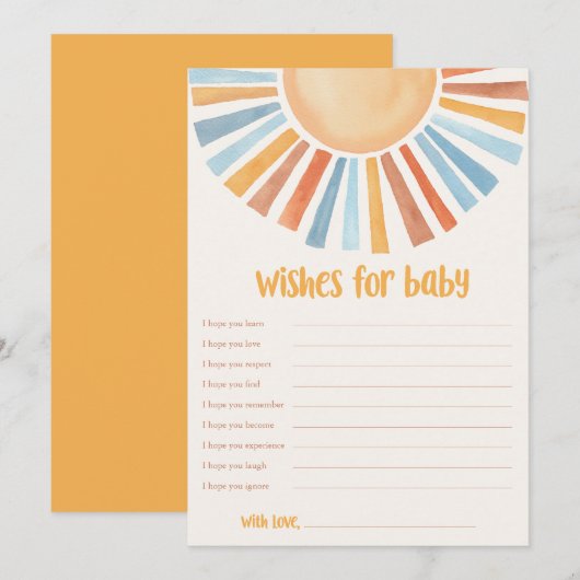 Vereist Baby Sunshine boho sun baby shower Kaart (Voorkant / Achterkant)