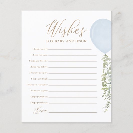 Vereist babyblauw-ballonspel Baby shower (Voorkant)