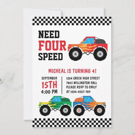 Vereist de Raceauto 4de van de vier Snelheidsmonst Kaart (Voorkant)