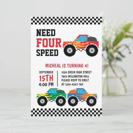 Vereist de Raceauto 4de van de vier Snelheidsmonst Kaart (Staand voorkant)