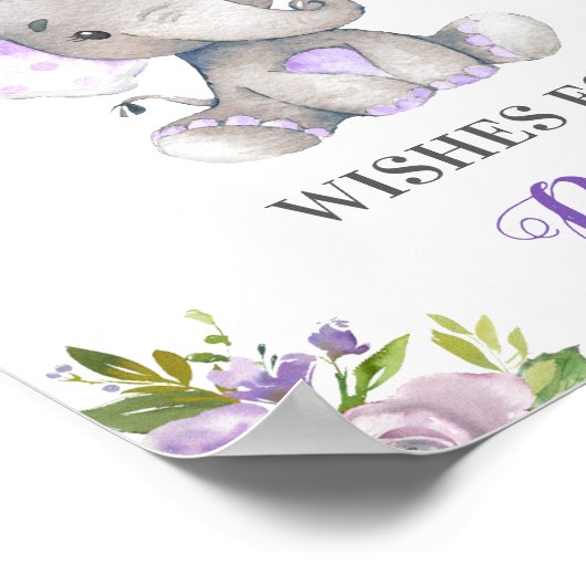 Vereist Paarse Lila Elephant Shower voor Baby Girl Poster (Hoek)
