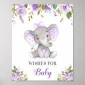 Vereist Paarse Lila Elephant Shower voor Baby Girl Poster (Voorkant)