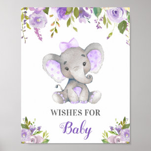 Vereist Paarse Lila Elephant Shower voor Baby Girl Poster