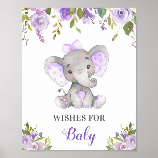 Vereist Paarse Lila Elephant Shower voor Baby Girl Poster (Voorkant)