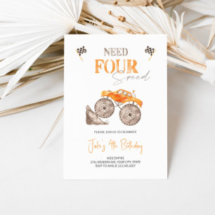 Vereist VIER Snelheid Oranje Monster Truck Invitat Kaart