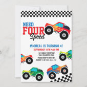 Vereist vier Snelheidsmonster Truck Race 4e Verjaa Kaart (Voorkant)