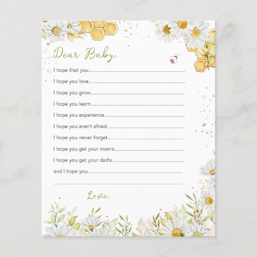 Vereist voor Baby Kaart Bumblebee bij Gele Shower (Voorkant)