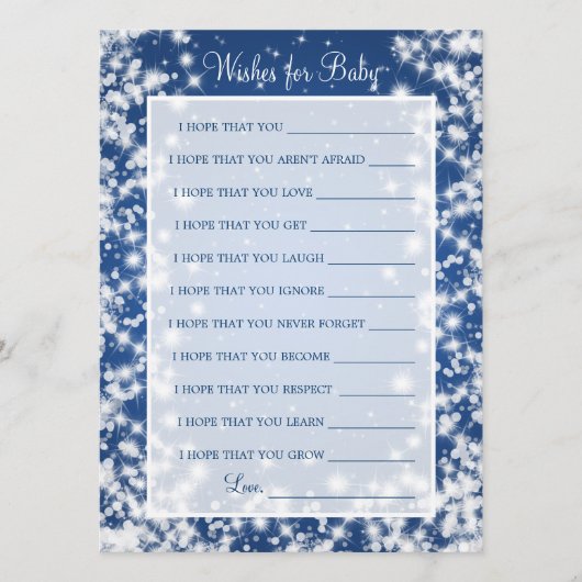 Vereist voor Baby shower Winter Sparkle Blue Advieskaart (Voorkant)