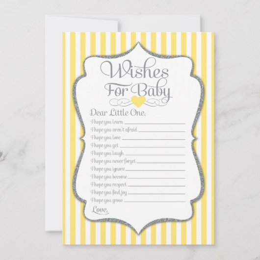 Vereist voor Geel Grijs Baby shower Game Kaart (Voorkant)