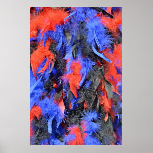 veren boa in rode blauwe en zwarte kleuren poster