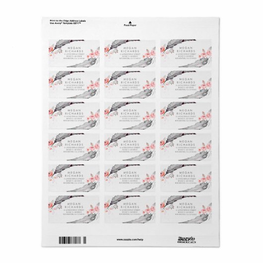 Veren Bohemian Romantisch Grijs Roze Bruiloft Etiket (Full Sheet)