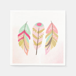 veren boho papier servetten roze goud meisje wild