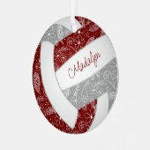 veren doedels maroon grijze volleybal metalen ornament (Voorkant links)