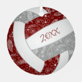 veren doedels maroon grijze volleybal metalen ornament (Achterkant)