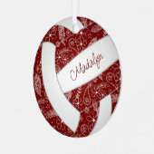 veren doedels maroon white volleyball metalen ornament (Voorkant links)