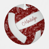 veren doedels maroon white volleyball metalen ornament (Voorkant)
