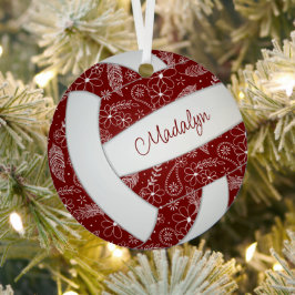 veren doedels maroon white volleyball metalen ornament