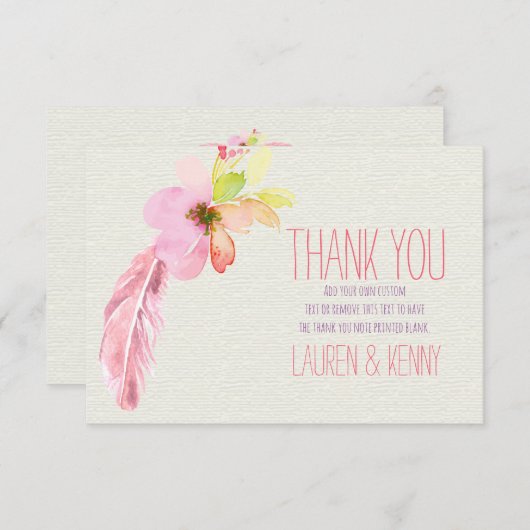 Veren en bloemen Dank je kaarten (Voorkant / Achterkant)