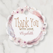 Veren en bloemen krans bedankjes labels (Voorkant)