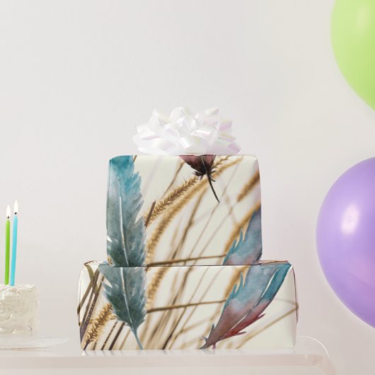 Veren en gras cadeaupapier (Feestgeschenken)
