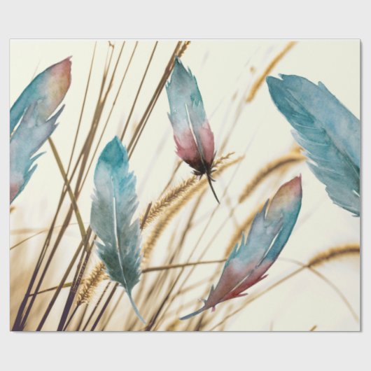 Veren en gras cadeaupapier (Vlak)