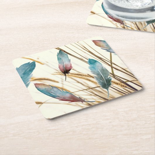 Veren en gras kartonnen onderzetters (Schuin)